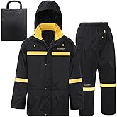 GUARDWAY Rain Suits for Men Waterproof Hooded Jacket and Pants Breathable Rain Coats Rain Gear for Outdoor Activity and Work