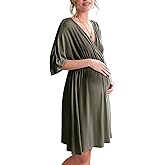 Ekouaer 3 in 1 Labor/Delivery/Hospital Gown Maternity Dress Nursing Nightgown Sleepwear for Breastfeeding