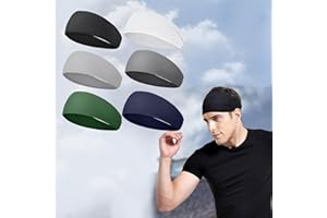 5 Pack Mens Running Headbands,Mens Sweatband Sports Headbands for Running,Cycling,Basketball,Yoga,Unisex Hairband