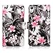 HTC Desire 626 Case, HTC Desire 626s Case, Cellularvilla [Stand Feature] [Slim Fit] Wallet Case, Pu Leather Flip Cover [3 Card Slots] [Wristlet] For HTC Desire 626 / Desire 626S (Black Pink Flower)