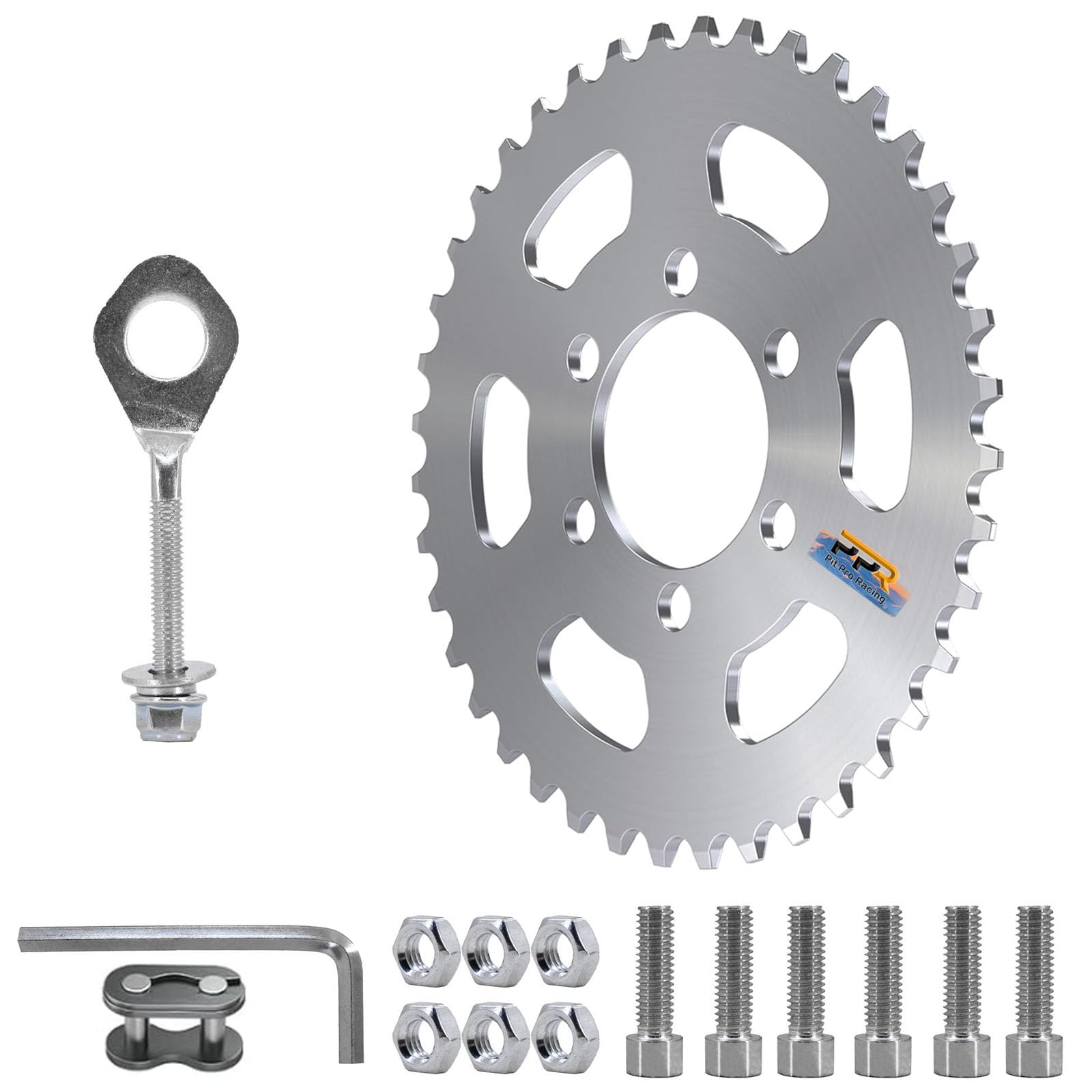 Photo 1 of #35 Sprocket 40 Tooth with Chain Adjuster Replacement for Go Kart Mini Bike CRF50 XR50 70-100cc Pit Dirt Bike Parts (Silver) uni 0