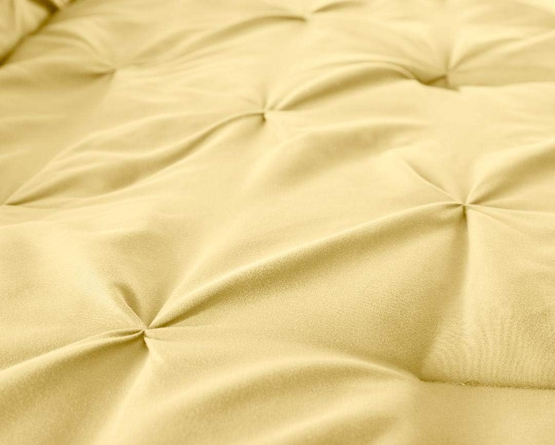 Chezmoi Collection Berlin 3-Piece Pintuck Pinch Pleat Bedding Comforter Set (Full, Yellow): Home & Kitchen