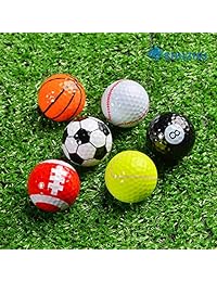 Varios colores, 6 piezas pelotas de golf (baloncesto, fútbol, ??voleibol, tenis, Béisbol, 8-BALL) construcción de doble capa 75% fuerte resistencia fuerza deportes pelotas de práctica novedad pelotas de golf regalo