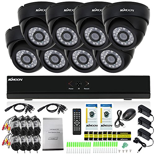 KKmoon 8 Channel NVR HD 960H / D1 Video Security System with 8-Piece 800TVL Bullet Cameras, 50ft IR LED Night Vision, IR-CUT Night View CCTV IP Cameras, Smartphone View Support, Plug it and Play it