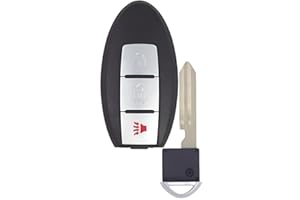 Replacement Smart Key Fob Remote with Insert Key for Nissan Murano (2009-2014), 370Z (2009-2019), 3-Button Automotive Proximi
