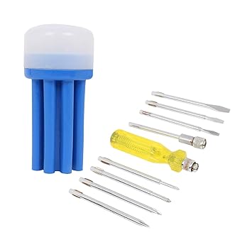 Suzec Johnson Series J 2500 Multipurpose Screwdriver Set with 8 Blades of 6mm Diameter consisting Extension Rod and Neon Bulb for Home (8 Pcs)