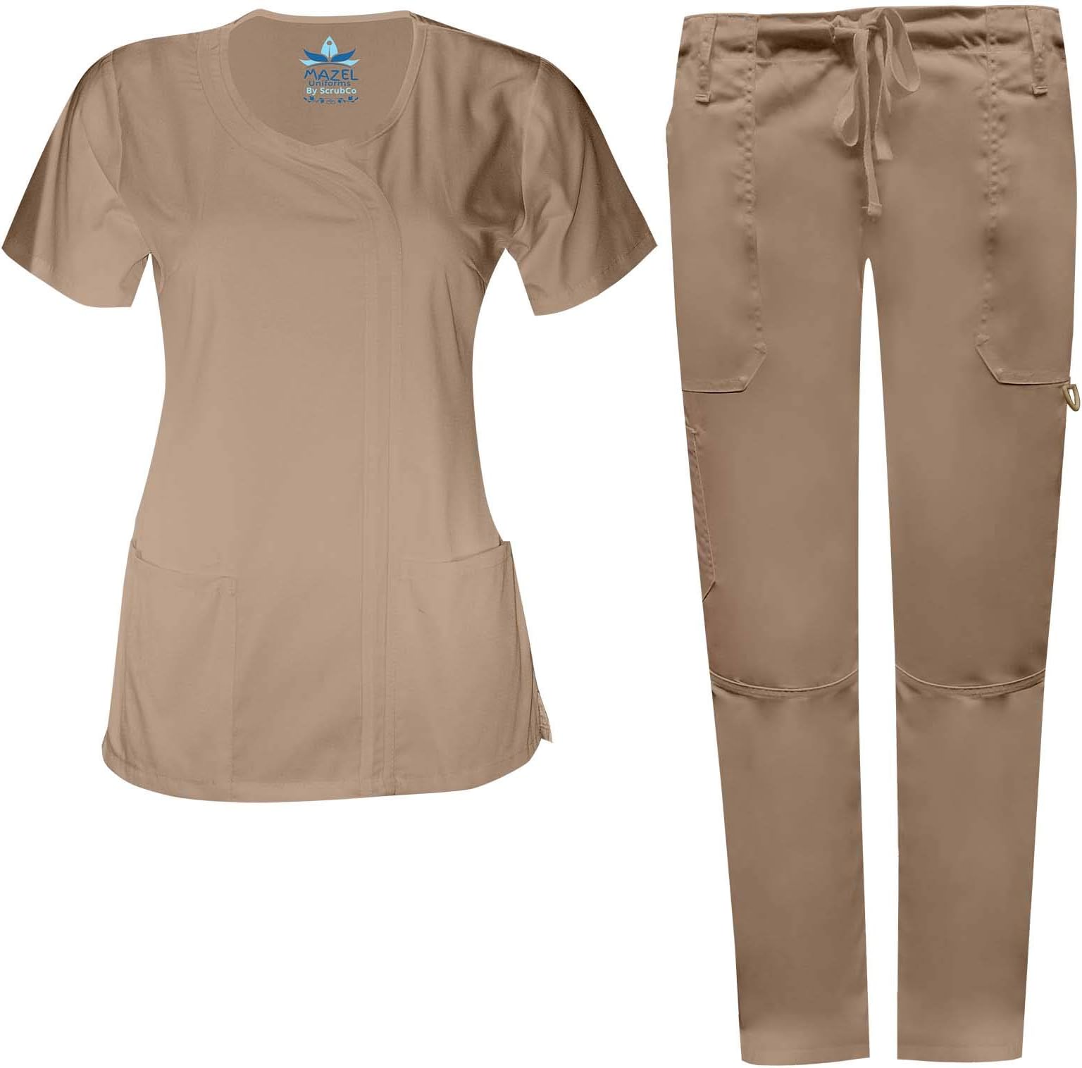 MAZEL UNIFORMS Womens Junior FIT Scrub Set with Cargo Pant Runs Small