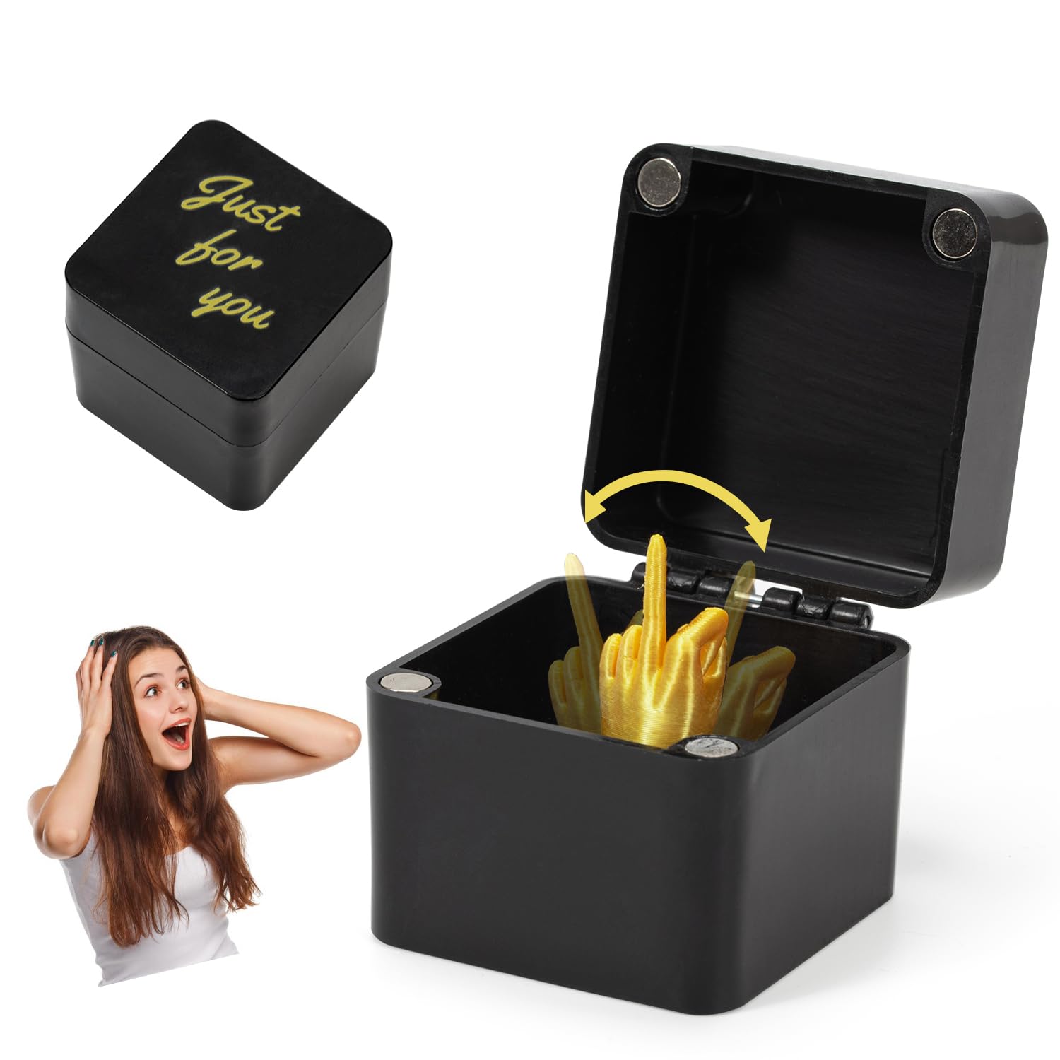 Middle Finger in a Box, Funny Middle Finger Gift Box, Pop Up Finger in a Box, Gag Middle Finger Prank Gifts Toys, Christmas Novelty Fun Prank Gift for Friends Desk Home Decoration