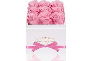 Perfectione Roses Preserved Flowers in a Box, Pink Real Roses Long-Lasting Rose Birthday Gifts for Her Anniversary Mother's Day Valentine's Day Christmas Day