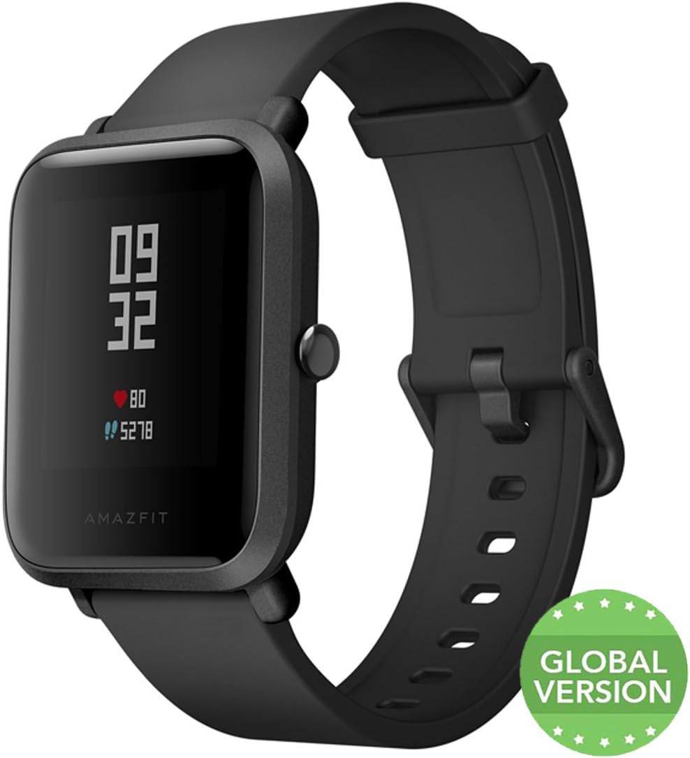 Original XIAOMI Huami Amazfit Bip Smartwatch, till 45 Days Battery Life, IP68/GPS/PPG/Barometer, Global Version (Black)