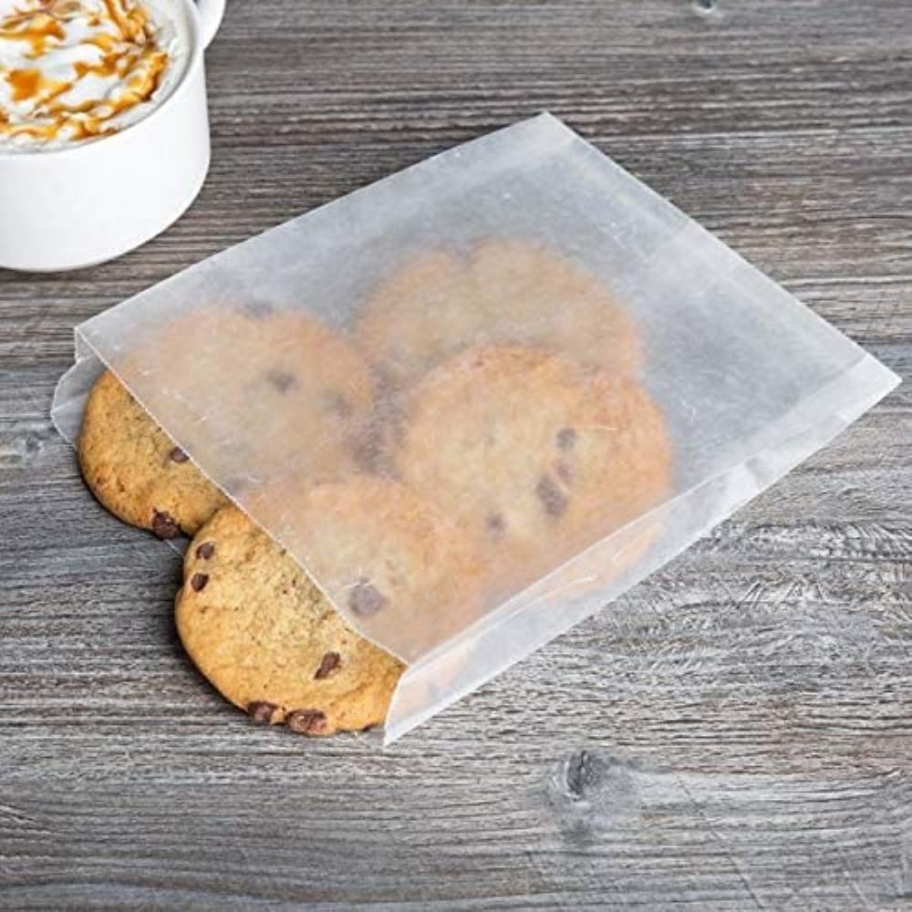 Photo 1 of 100 Pcs DECONY Waxed Paper Sandwich Bags- Glassine Style Grease Resistant, Wax Paper Bags & Cookie Sleeves Paper Treat Bags- White Paper Snack Bags for Bakery, Shop or Party- 6 x 7 x 3/4 Inches