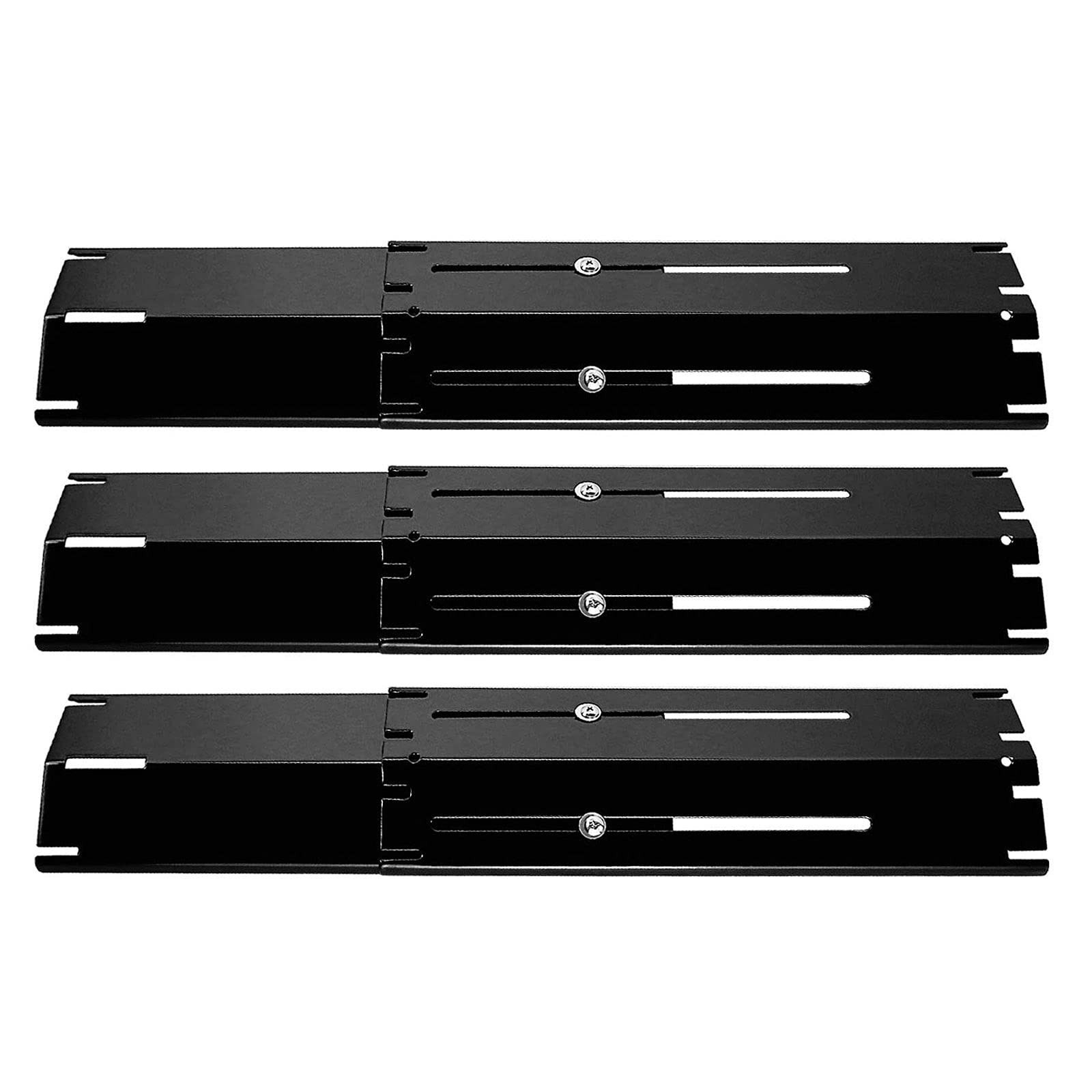 Universal BBQ Heat Shield, Adjustable Heat Plates Flavorizer Bar, Porcelain Steel Gasgrill Burner Cover Outdoor Barbecue Replacement Parts for Most Grills, Length Extends from 29.8cm to 53.3cm 3 Pack
