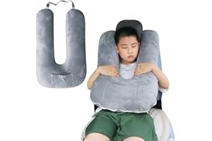 Cococu Car Pillow for Kids, Travel Pillow for Car, Toddler Travel Pillow for Sleeping Carseat Pillow for Adults, Removable and Washable Covers, Long Car Ride Essentials,Grey
