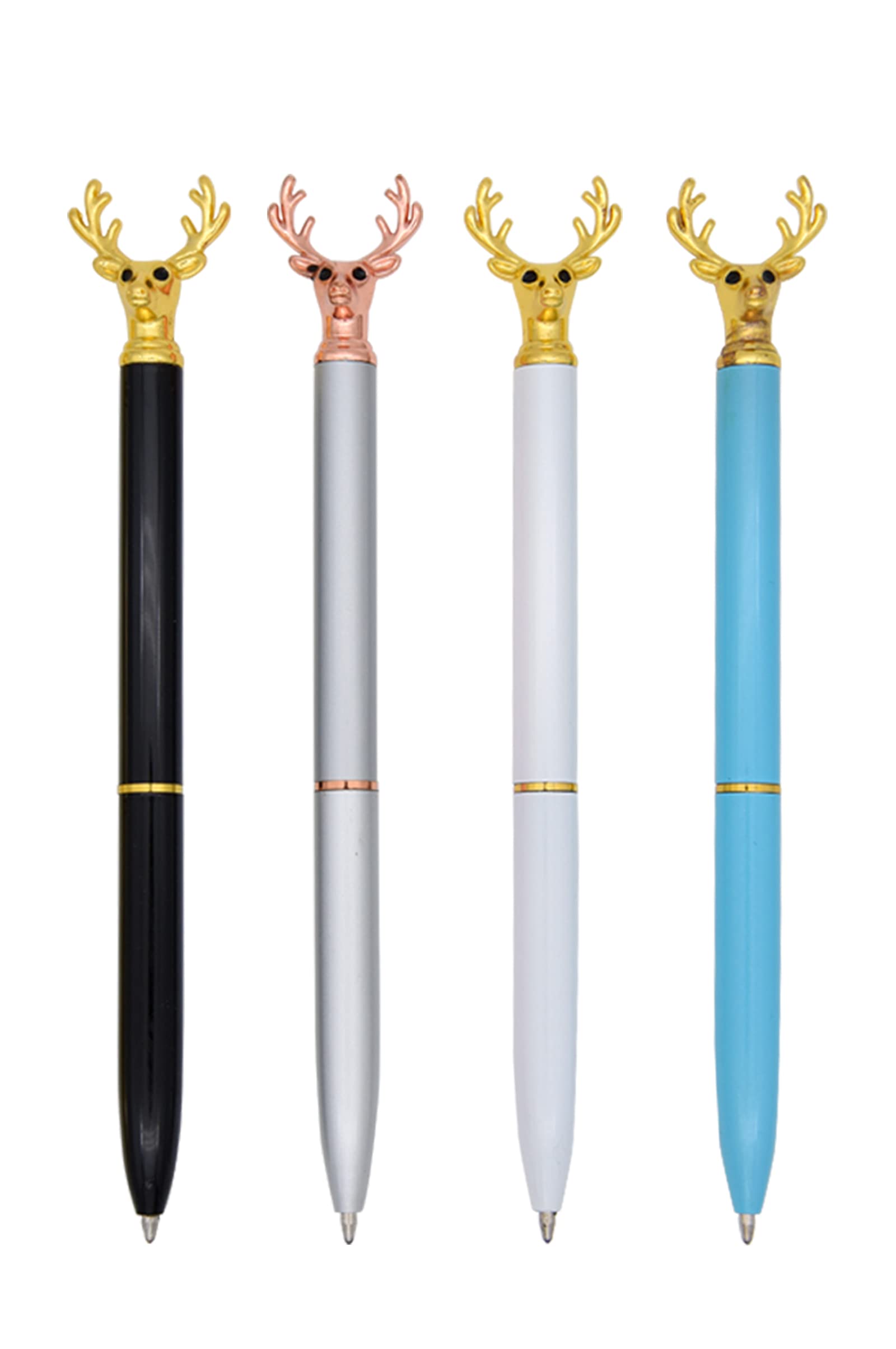 Gullor 4 Pieces Deer Head Shape BallPoint Pen Unique Christmas Pens Cute Animal Pen Black Ink, Multicolored A