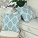 CaliTime Pack of 2 Soft Jacquard Throw Pillow Covers Cases for Couch Sofa Home Decoration Vintage Diamond Shape Damask Floral 18 X 18 Inches Teal