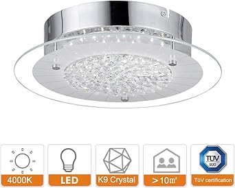 Led Ceiling Lights With Lights Bulb Round Glass Shade Modern
