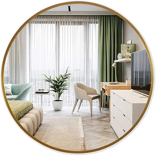 Amazon Com Pexfix Round Wall Mirror 24 Inch Aluminum Alloy Frame