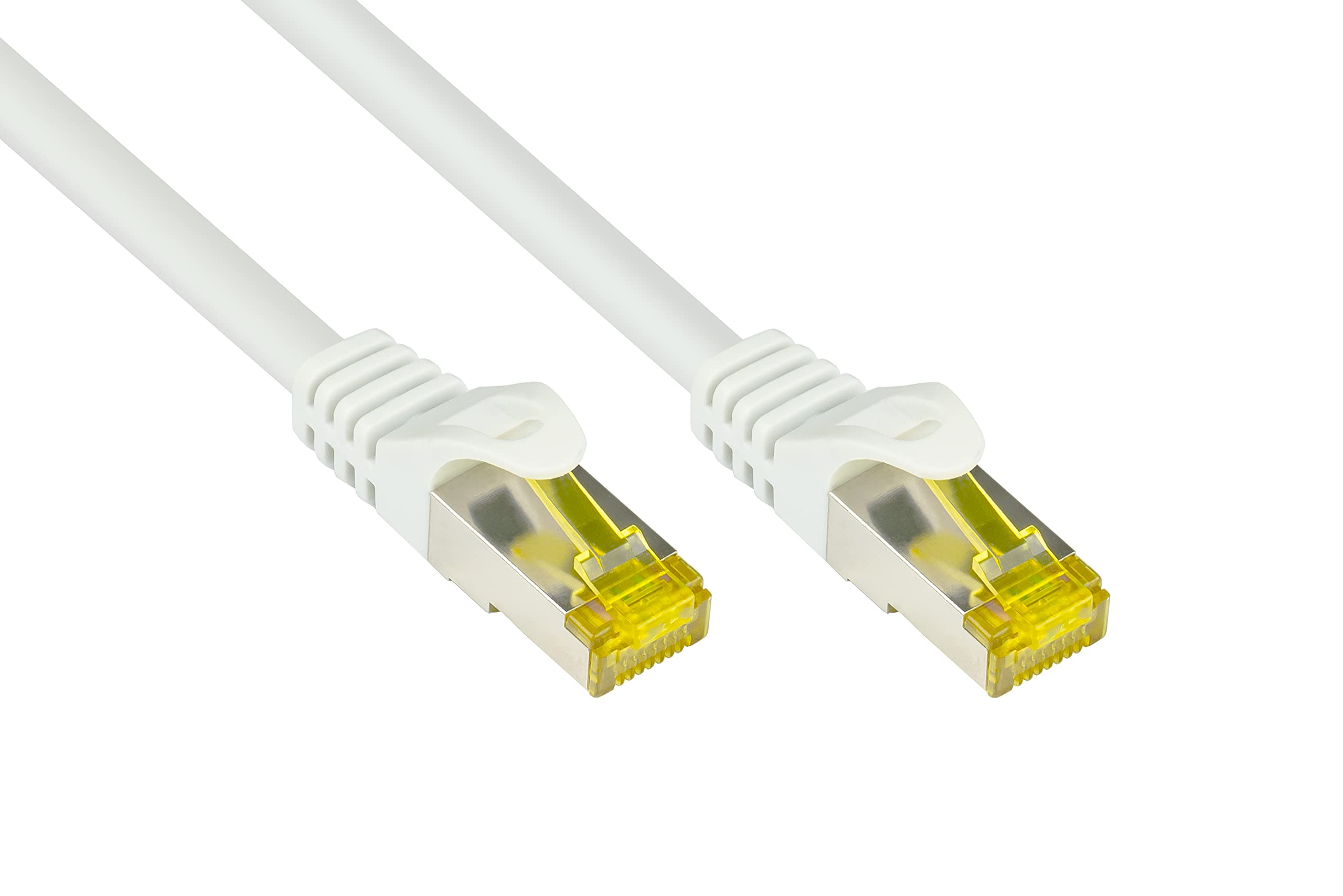 Good Connections RJ45 Ethernet LAN Patch Cable with Cat. 7 Raw Cable and Latch Protection RNS, S/FTP, PiMF, Halogen-Free, 500MHz, OFC, 10-Gigabit Compatible (10/100/1000/10000-Base-T Ethernet Networks