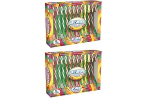 LifeSavers Candy Canes 12 Count Pack of 2 w/Exit 28 Bargains Sticker Stocking Stuffers, Christmas Candy