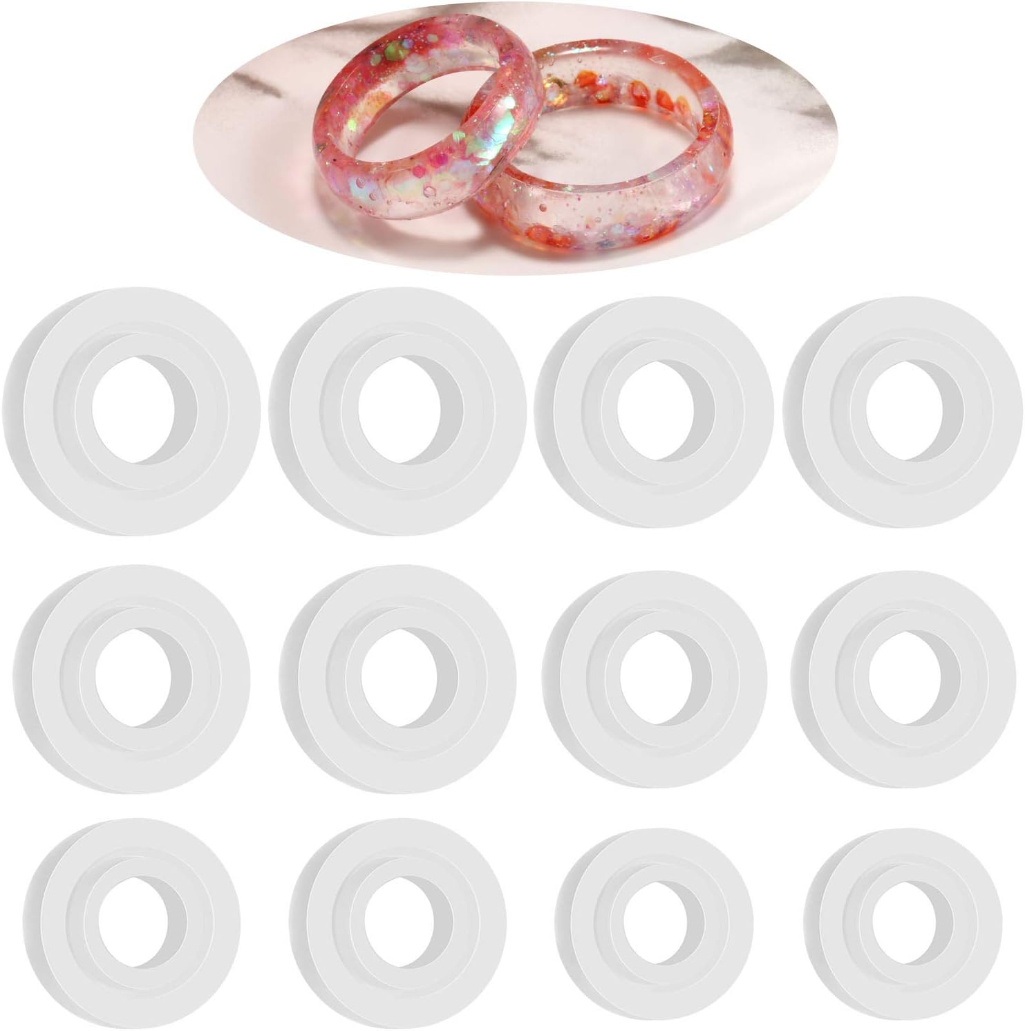 12 Pieces Silicone Ring Molds 6 Sizes Resin Epoxy Ring