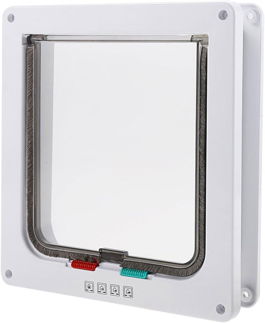 XIAOYU Interior 4 Ways Locking Cat Dog Door & Flaps, White, Large - Image 3