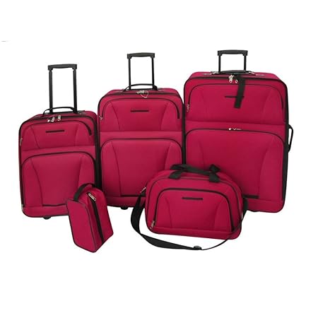 Festnight 5 Piece Travel Suitcase And Hand Luggage Bag Set Trolley