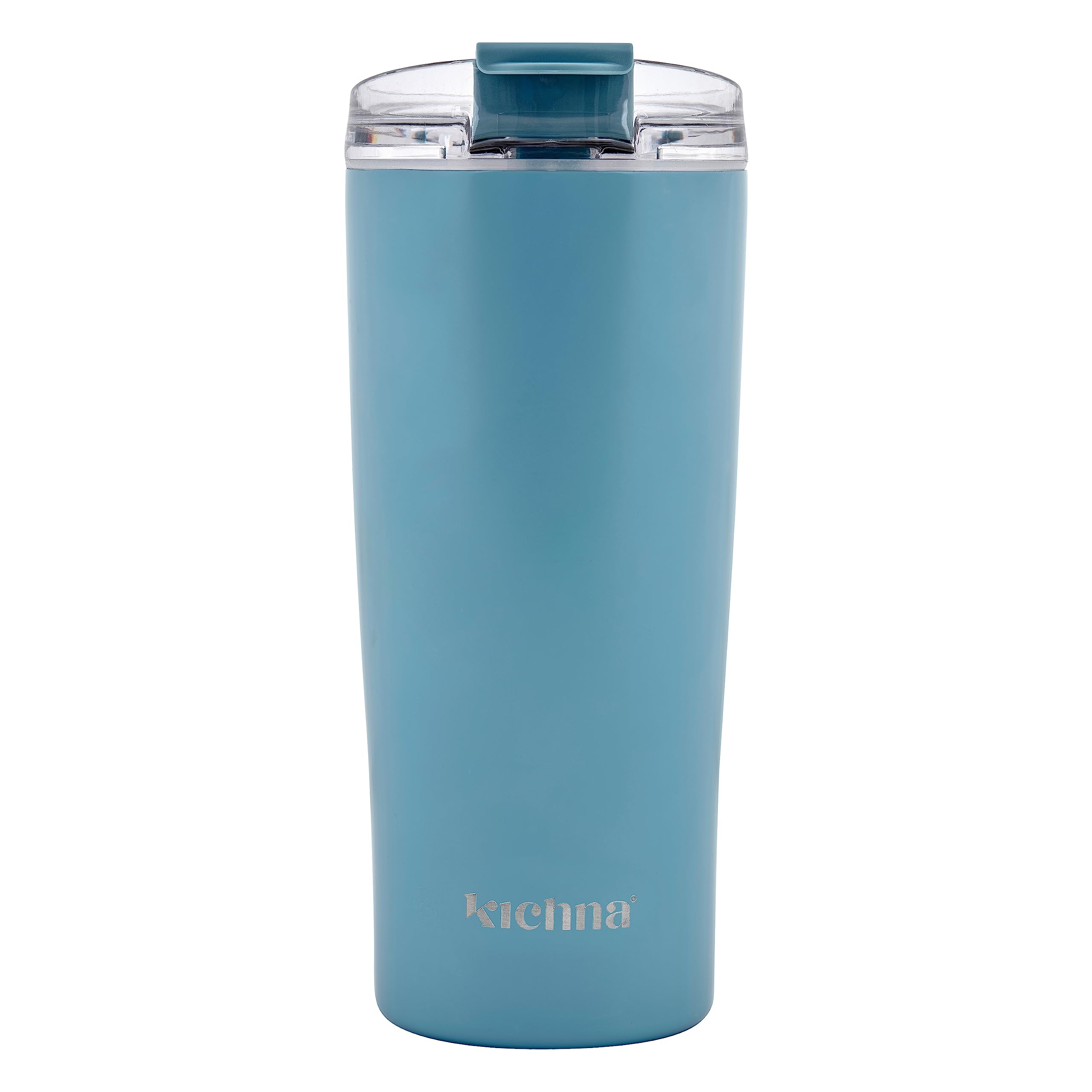 Kichna Brewer Travel Coffee Tumbler with Flip Lid Lock | Double Walled Stainless Steel Vacuum Travel Mug | BPA Free Lid Leak & Spill Proof | Keep Cold for 14Hrs or Hot for 3Hrs 550ml - Powder Blue