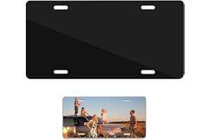 HEQXWL Sublimation License Plate Blanks for Custom Design Work,Heat Thermal Transfer Sheet DIY Picture Sublimation Blank,Metal Aluminum Automotive License Plate Plates Tag(0.45mm) (Black)