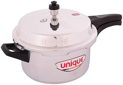 Unique Outer Lid Aluminium Pressure Cooker, 5 Litres, Silver