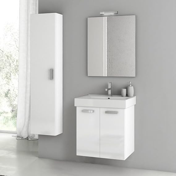 ACF ACF c10-glossy blanco cubículo vanidad Set, 143.88" L x 23.6" W