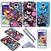 S5 Mini Case, Wisdompro 3 Pack Bundle of Color and Graphic Soft TPU Gel Protective Case Covers for Samsung Galaxy S5 Mini G800F G800H G800H/DS G800Y(NOT Fit S5) -Jellyfish Butterfly Pattern