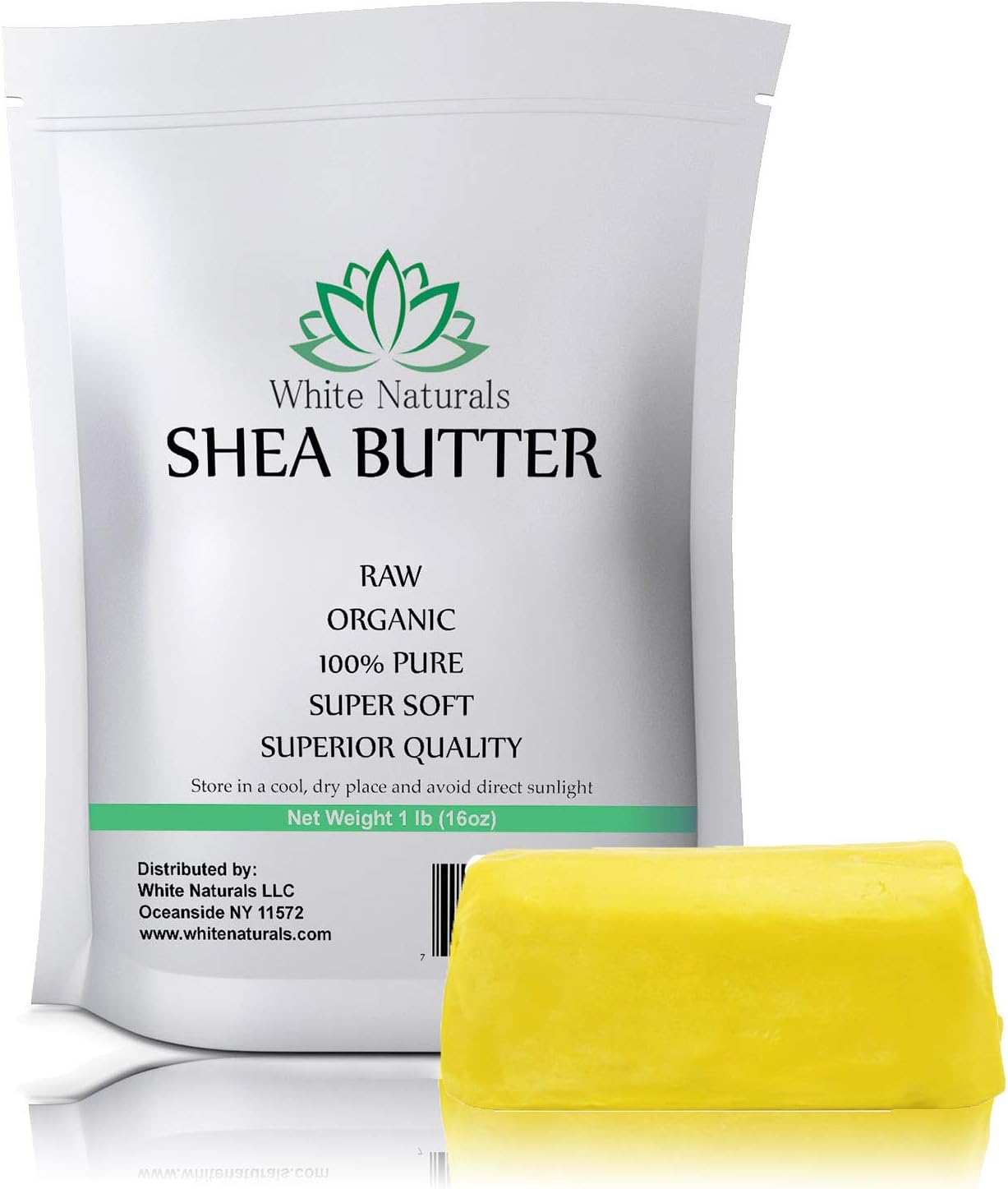 Yellow Shea Butter 16 oz By White Naturals - Unrefined, 100% Pure, Raw, Grade A, Use As Skin Moisturizer, Lip Balms, Stretch Marks, Acne, Recover Sun Damage, Kids Cream & More! (1 lb)