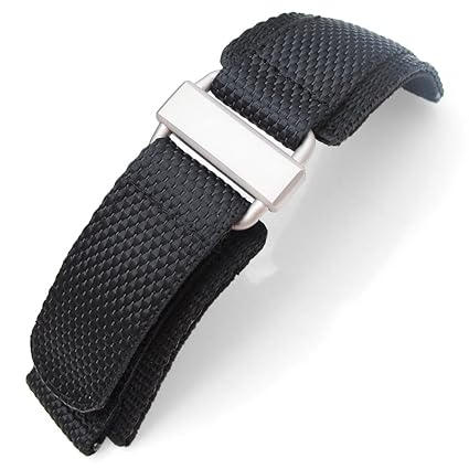 20mm MiLTAT Honeycomb Black Nylon Velcro Fastener Watch Strap Sandblasted Buckle