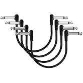 pigtone 6 inch Guitar Patch Cables (4 Pack), Pedal Flat Cables 6.35mm | High Quality Guitar Effect Pedal Flat Cables, Anti-Interference, Stable Transmission, Works With All Effects Pedals