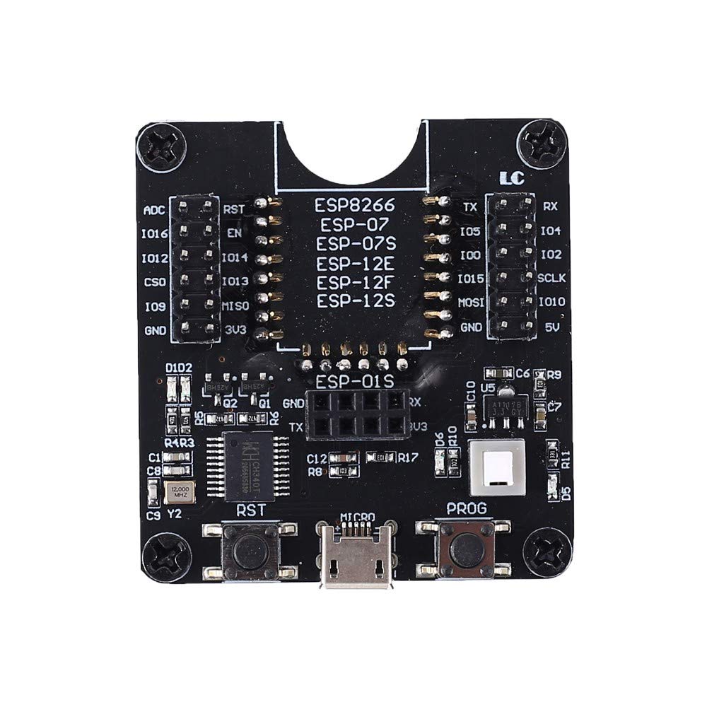 DONGKER ESP8266 Development Board, Programmer for ESP-12S/12F/12E/07S/07/01S/01 Modules, Black, Technical Users, Electronics Enthusiasts, Programmer