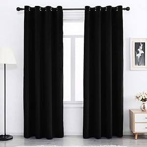 SPXTEX Black Velvet Blackout Curtains 96 inches Long Light Blocking Grommet Velvet Window Curtain Panels Set of 2 Heat Insulated Curtains Blackout Thermal Velvet Curtain Panels for Bedroom 2 Panels