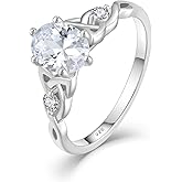 Rocayi Celtic Knot Rings 925 Sterling Silver Infinity Promise Engagement Ring Oval Cut Birthstone Jewelry for Women
