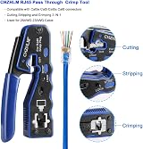 CHZHLM RJ45 Pass Through Crimping Tool Kit 3 in 1 Cat5 Cat6 w Tester view 2