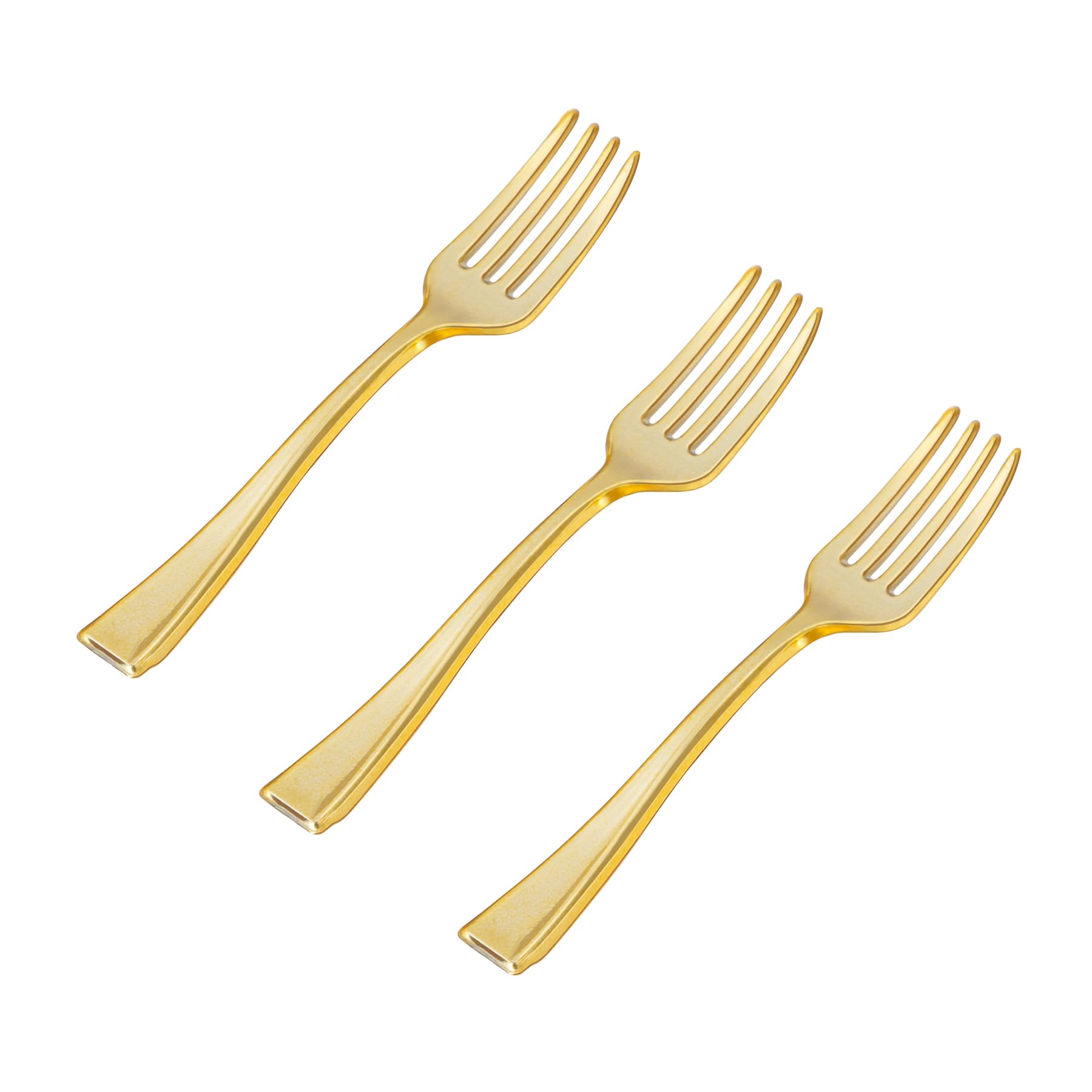 Photo 1 of N9R 200PCS Gold Plastic Mini Forks, 4 Inches – Heavy Duty Disposable Cocktail, Dessert & Appetizer Forks, Elegant Party Serving Utensils for Tastings, Finger Foods, Weddings, Events