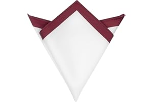 Elerevyo Men's Contrast Color Lightweight White Pocket Squares for Formal Wedding