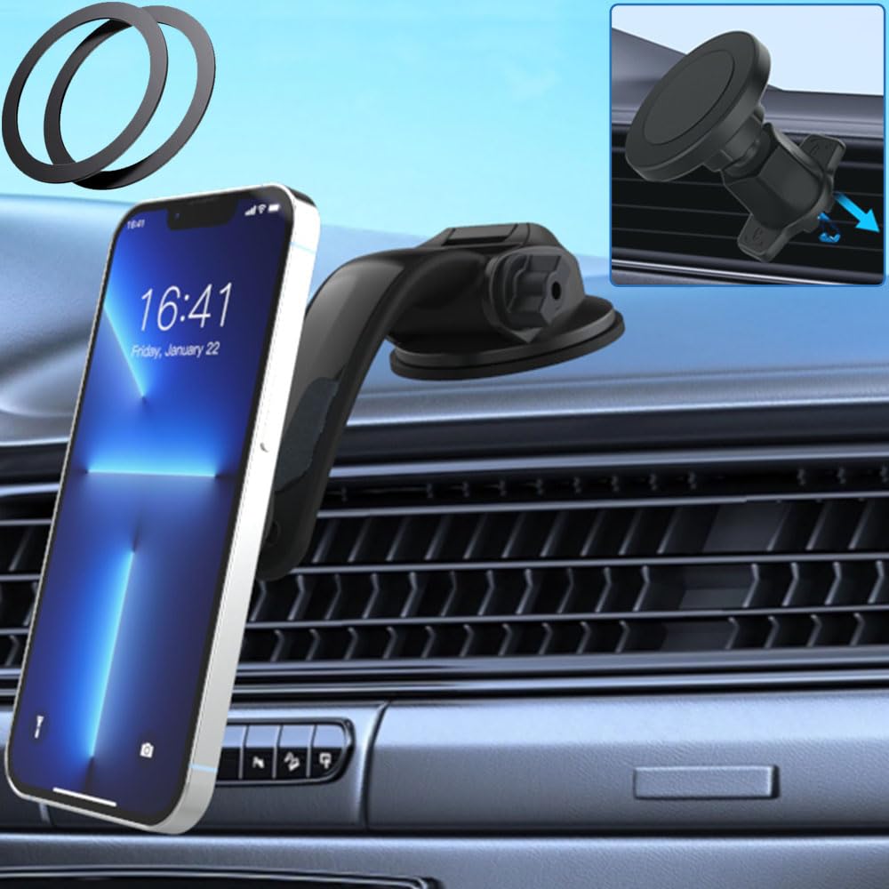 Cuxwill 2 Pack Car Mount Holder for MagSafe, Magnetic Phone Holder for Car Dashboard & Air Vent, Compatible with iPhone 14, 13, 12 Pro Plus Max Mini MagSafe Case