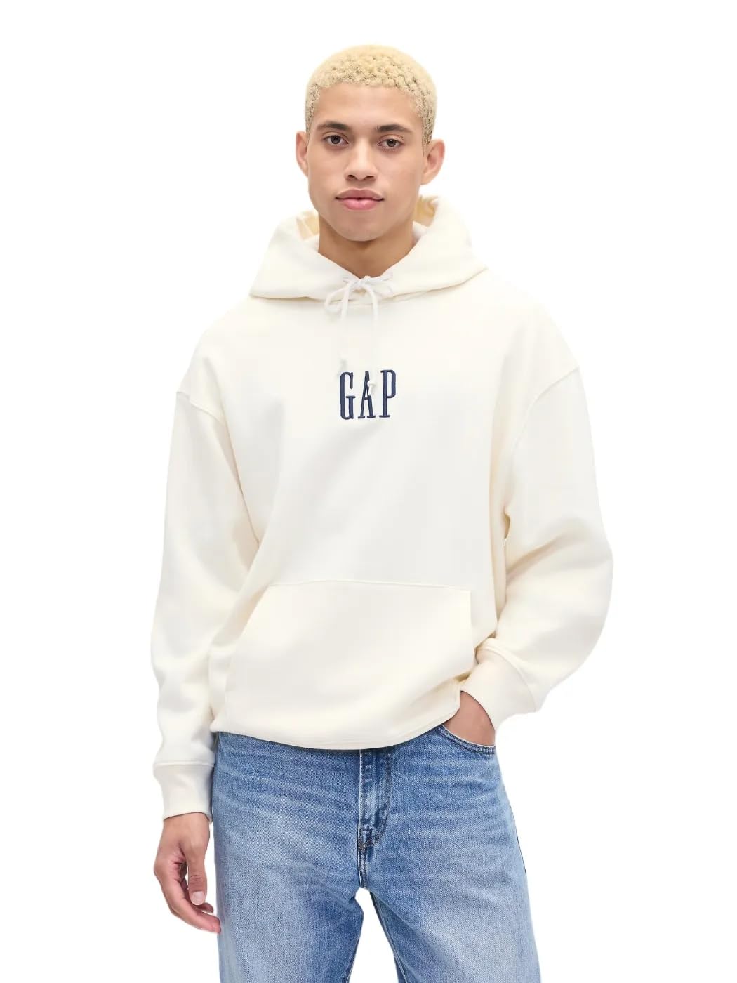 GAP Mens Vintage Soft Oversized Hoodie Ivory Frost S