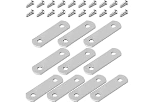 MroMax Mending Repair Plate 1.33 Inch Stainless Steel Flat Straight Brace Brackets Mending Joining Plates Repair Fixing Bracket Connector with Screws Silver Flat Mending Plate for Wood 10pcs