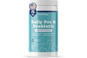 YOYOBAY Probiotics for Dogs, Daily Dog Probiotics and Prebiotics, for Gut Health and Digestive Health, Support Immune System, Yeast Balance, Maintain Skin & Coat Health, Duck Flavor, 160 Soft Chews