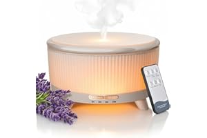 YOUENKITY 20-Hour Long-Lasting Aromatherapy, 500ML Large Essential Oil Diffuser: Ultrasonic Cool Mist Humidifier with Remote, 7 Color Lights, Timer, Auto-Off for Home/Bedroom/Yoga (Minimalist White)