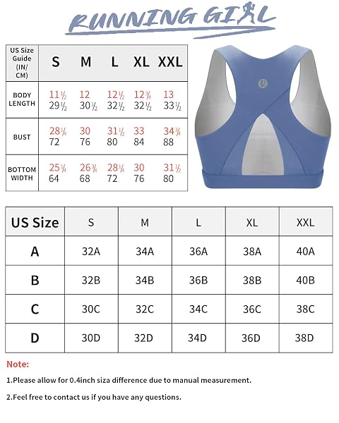 RUNNING GIRL SPORTS BRA FOR WOMEN,HIGH IMPACT LARGE BUST PADDED SPORTS BRA FITNESS WORKOUT RUNNING YOGA TANK TOPS(WX2827 LIGHT BLUE L)