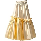 Verdusa Women's Colorblock Ruffle A Line Skirt Boho Vacation Flowy Midi Long Skirts