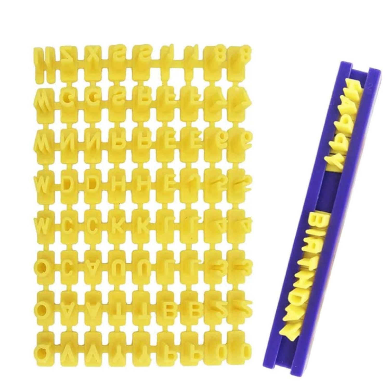 Bessy shop Cookie Stamps Set,72 Pcs Alphabet Number Biscuit Embosser Cutter Fondant Baking Tool Stamp Cake Mould for Cakes Decorating DIY Birthday Make Words Message