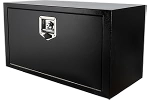 Gooeap 30"X14"X16" Underbody Utility Tool Box Truck Box Black Heavy Duty Steel Trailer Box Pick Up Storage Organizer w/Lock & Keys