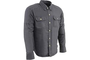 Milwaukee Leather MPM1622 Men's Black Waxy CE Armored Denim Long Sleeve Shirt Reinforced w/Aramid Fibers